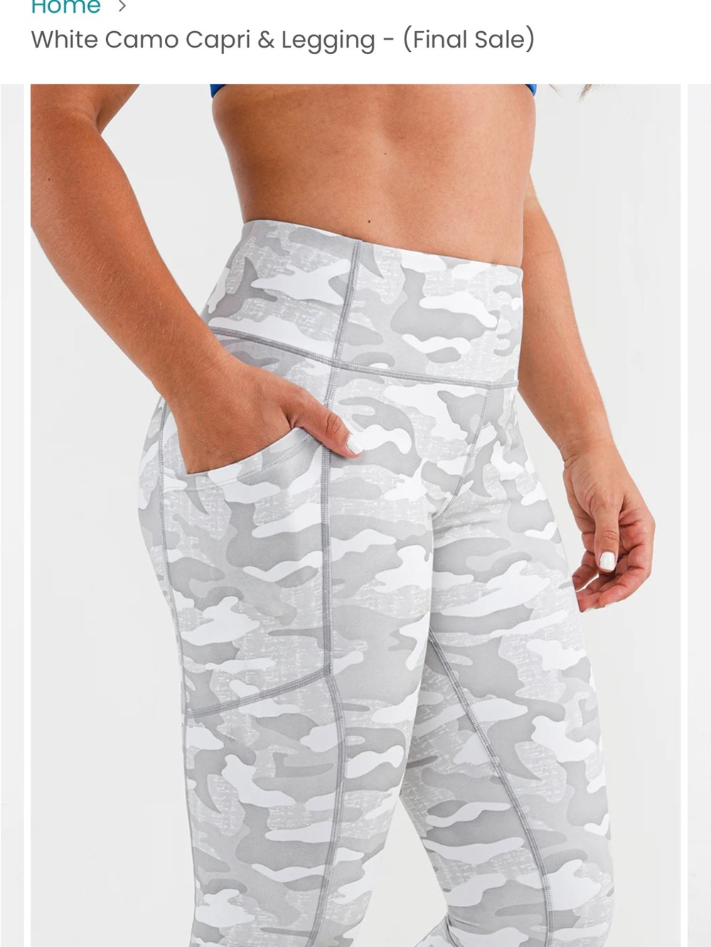 KIAVA White & Light Gray Camo Capri Leggings